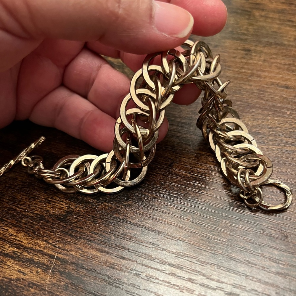 Vintage Thick Chunky Gold Plate/Filled? Bracelet Bangle Cuff Link Bohemian Boho